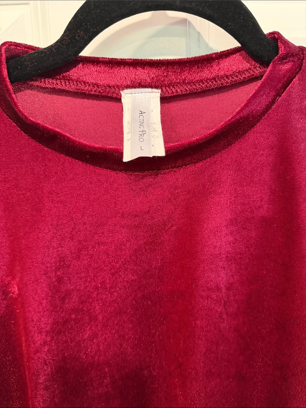 Acting Pro Velvet Long Sleeve Top in Deep Wine - Picture 2 of 4